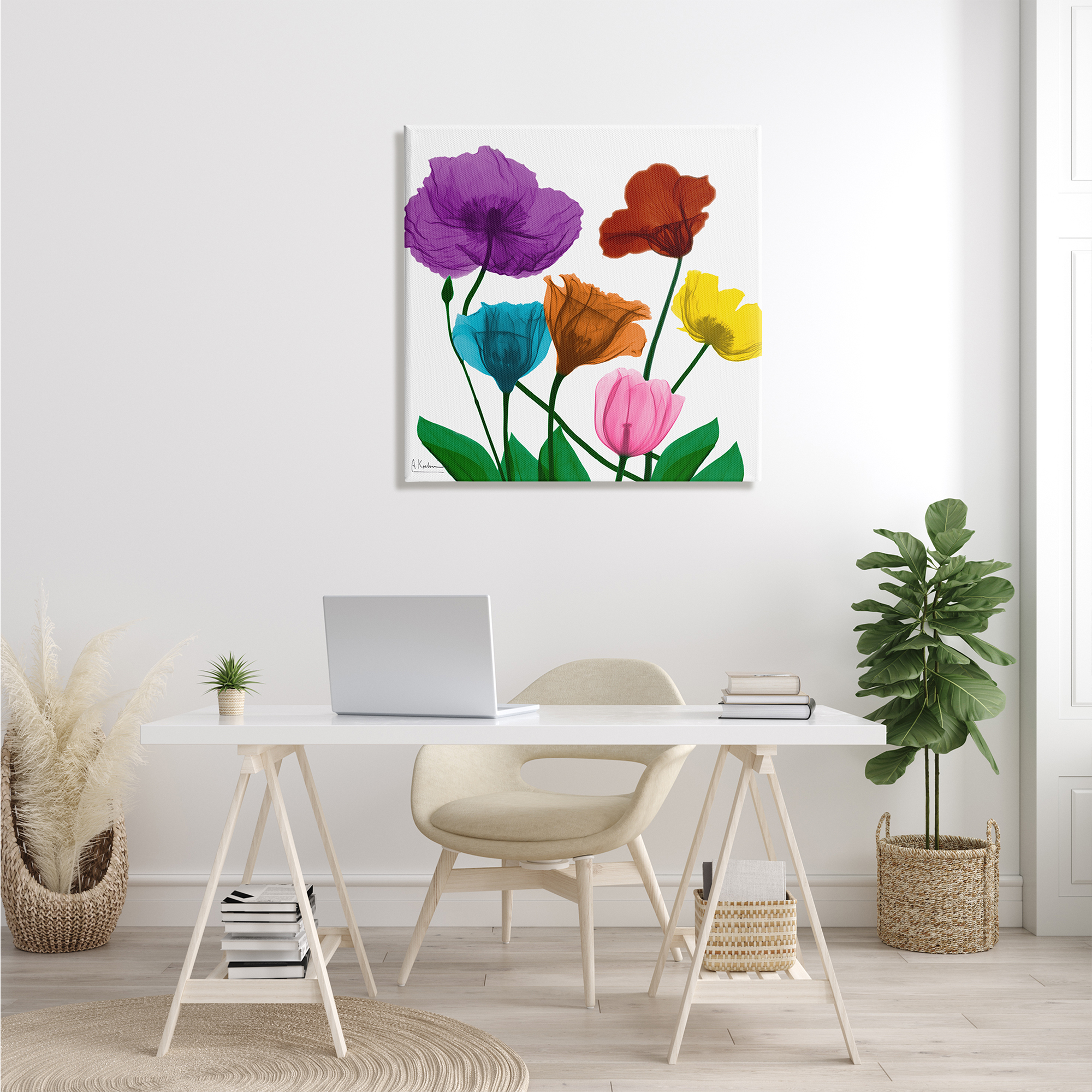 Stupell Industries Bold Summer Blooming Florals Translucent Rainbow Flowers Botanical & Floral Photography Gallery Wrapped Canvas Print Wall Art, 30 x 30