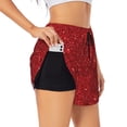 thumbnail image 2 of Bixox Women's Red Glitter pattern 2 in 1 Running Shorts - Lightweight Athletic Workout Gym Yoga Shorts Liner with Pockets - X-Large, 2 of 7