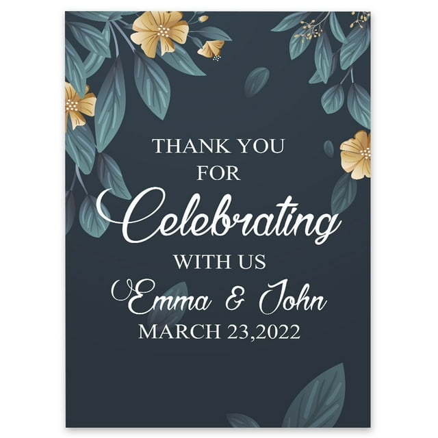 Darling Souvenir MADE WITH LOVE Custom Thank You For Celebrating With UsGolden Flower With LeavesWelcomeSignIdeal For Celebration - 18x12