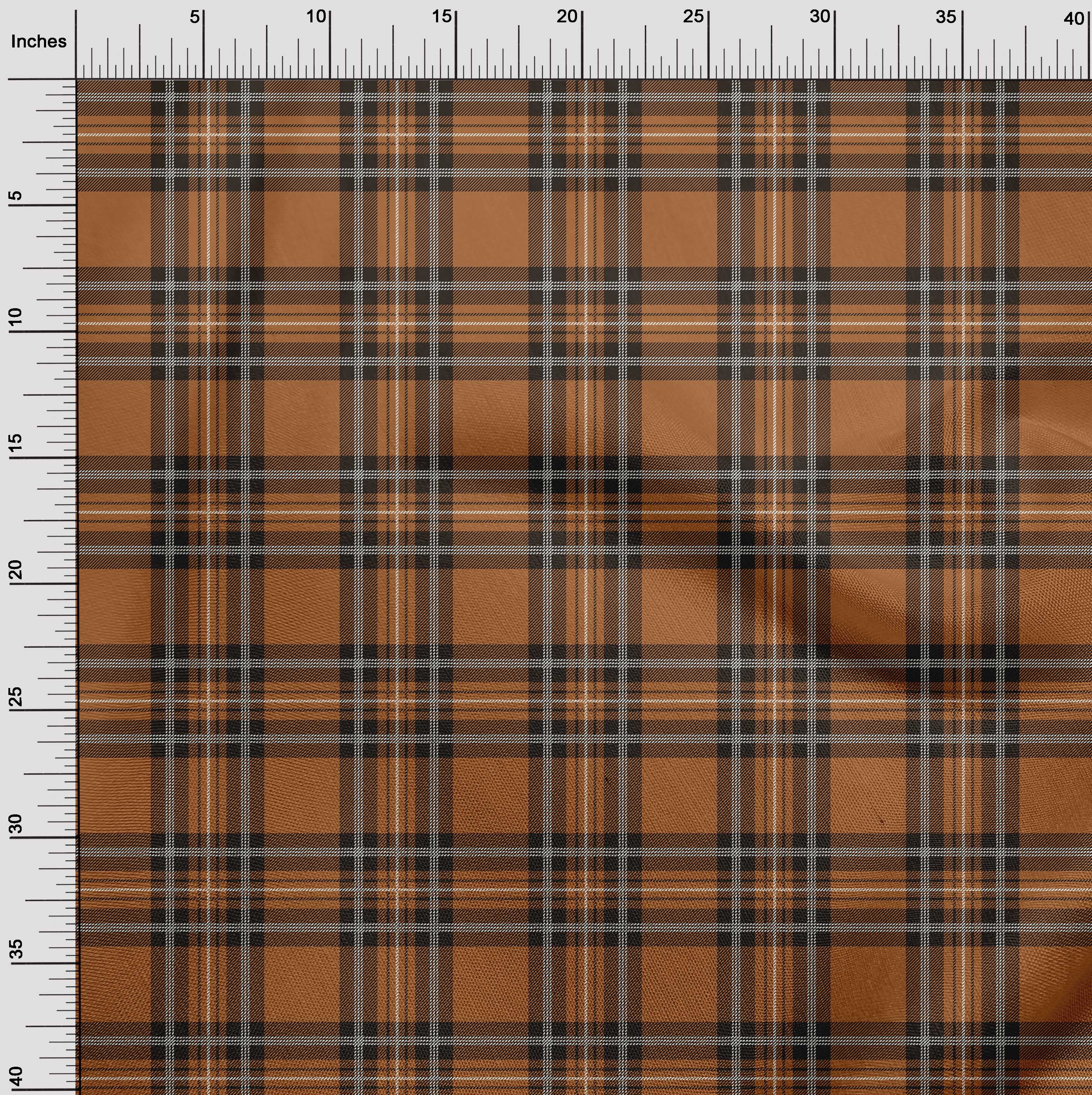 oneOone Polyester Spandex Brown Fabric Tartan Diy Clothing Quilting Fabric Print Fabric By Yard 56 Inch Wide