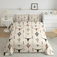 thumbnail image 2 of Manfei Vintage Cow Skull Bedding Comforter Set, Rustic Lodge Cabin Twin Comforter Sets, Bohemian Aztec Bedding Set, Beige Brown Black Bedroom Decor, Reversible 2pcs, 2 of 8