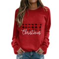 thumbnail image 1 of Gibobby Sudaderas para mujer Sudadera de cuello redondo con estampado navideño para mujer, suéter ajustado, camisetas casuales de manga larga(Rojo,G), 1 of 4