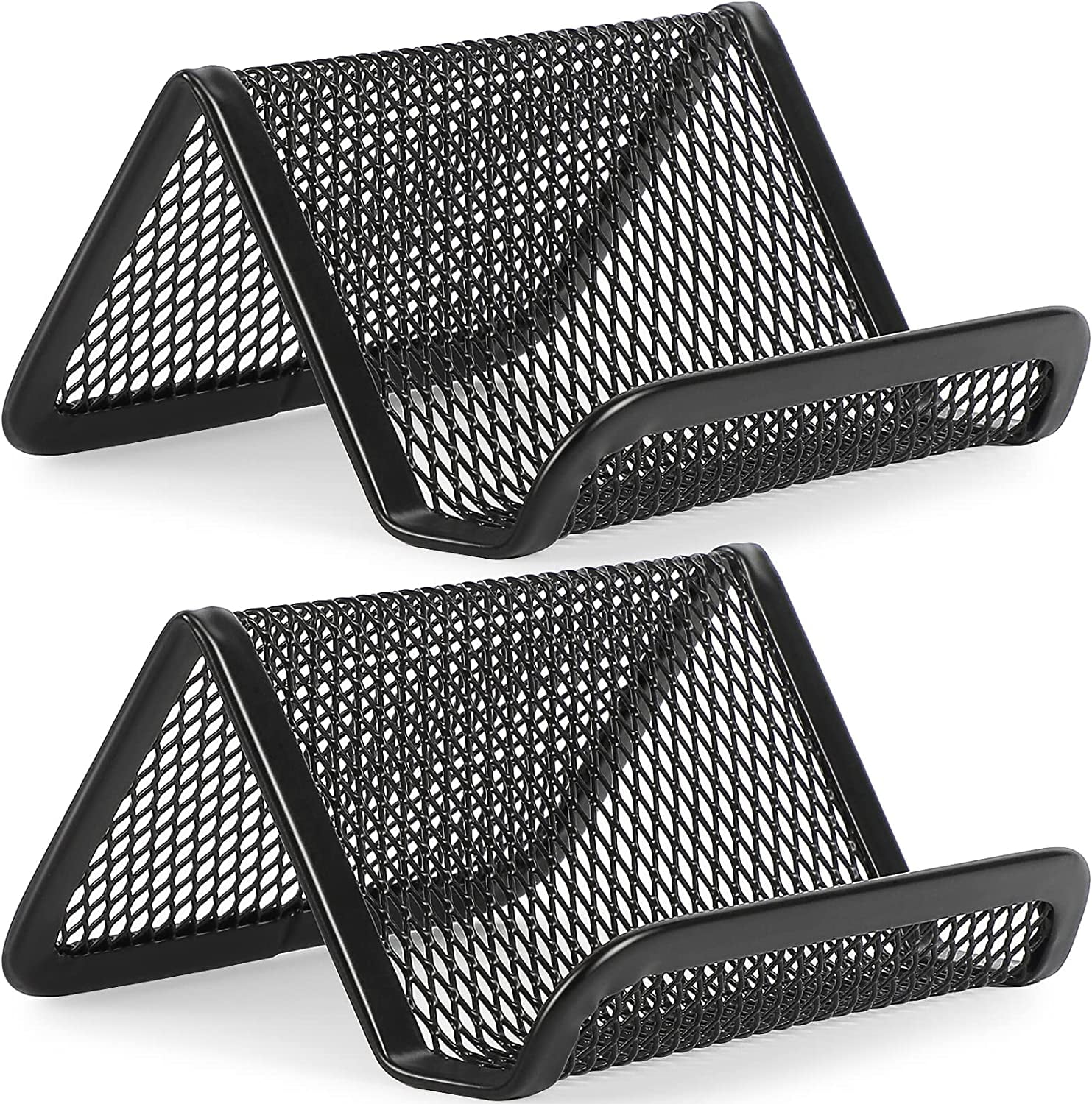Metal Mesh Business Card Holder (4 Pack) - Stainless Steel Desk Organizer For Office Or Reception