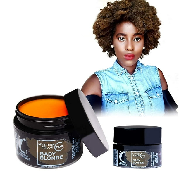 Mysteek Color Pop Temporary Hair Color for Dark Hair or Light Hair, Natural Hair Coloring with No Hair Bleach, Wash Out Hair Color, Baby Blonde (1 oz) - Mysteek Naturals Mysteek Color Pop Temporary Hair Color for Dark Hair or Light Hair, Natural Hair Coloring with No Hair Bleach, Wash Out Hair Color, Baby Blonde (1 oz) - Mysteek Naturals