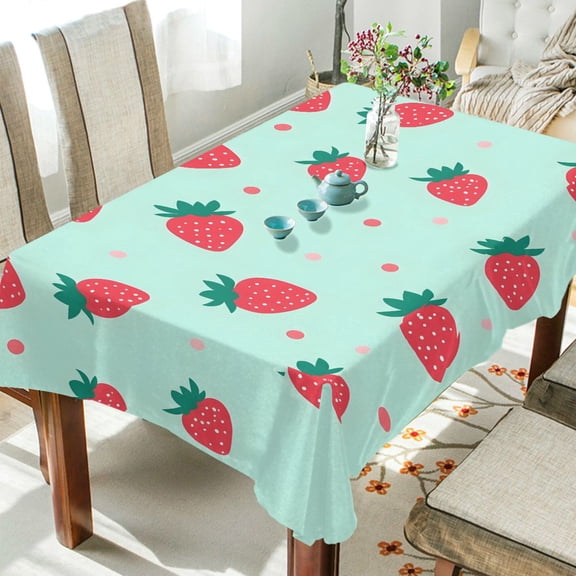 Yayeee Tablecloths 54" x 54" Rectangle Wrinkle Resistant Party Table Cover, Green Strawberry
