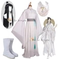 thumbnail image 2 of Disfraz de cosplay de Xie Lian, disfraz de anime Tian Guan Ci Fu, pelucas Xielian, sombrero de bambú, zapatos, accesorios, traje de anime Han Fu blanco para Halloween, 2 of 5