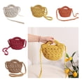 thumbnail image 2 of 2024 Woven Crossbody Bag Cotton Vacation Beach Bag Fashion Hollow Bag for Girl Women Travel Bag Versatile Handbag Tote rose red, 2 of 4