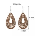 thumbnail image 5 of RSAMD Boho Hollow Out Wood Geometric Teardrop Dangle Earrings Women Unique Jewelry-Beige, 5 of 8