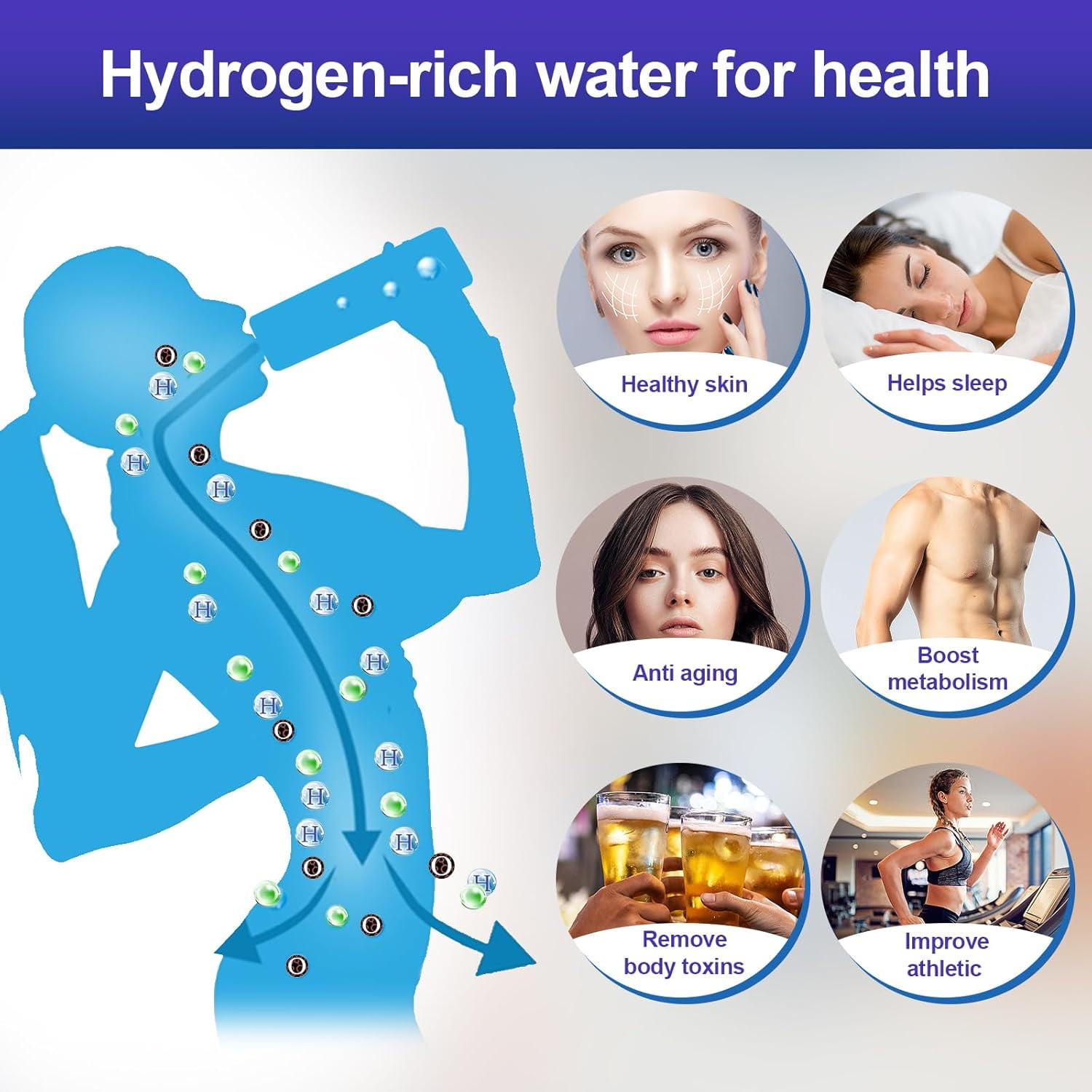 Qoosea Hydrogen Water Bottle Generator, 3 Mins Portable SPE/PEM Technology, Hydrogen Water Ionizer Machine, Suitable for Travel Exercise Home Gifts for Men