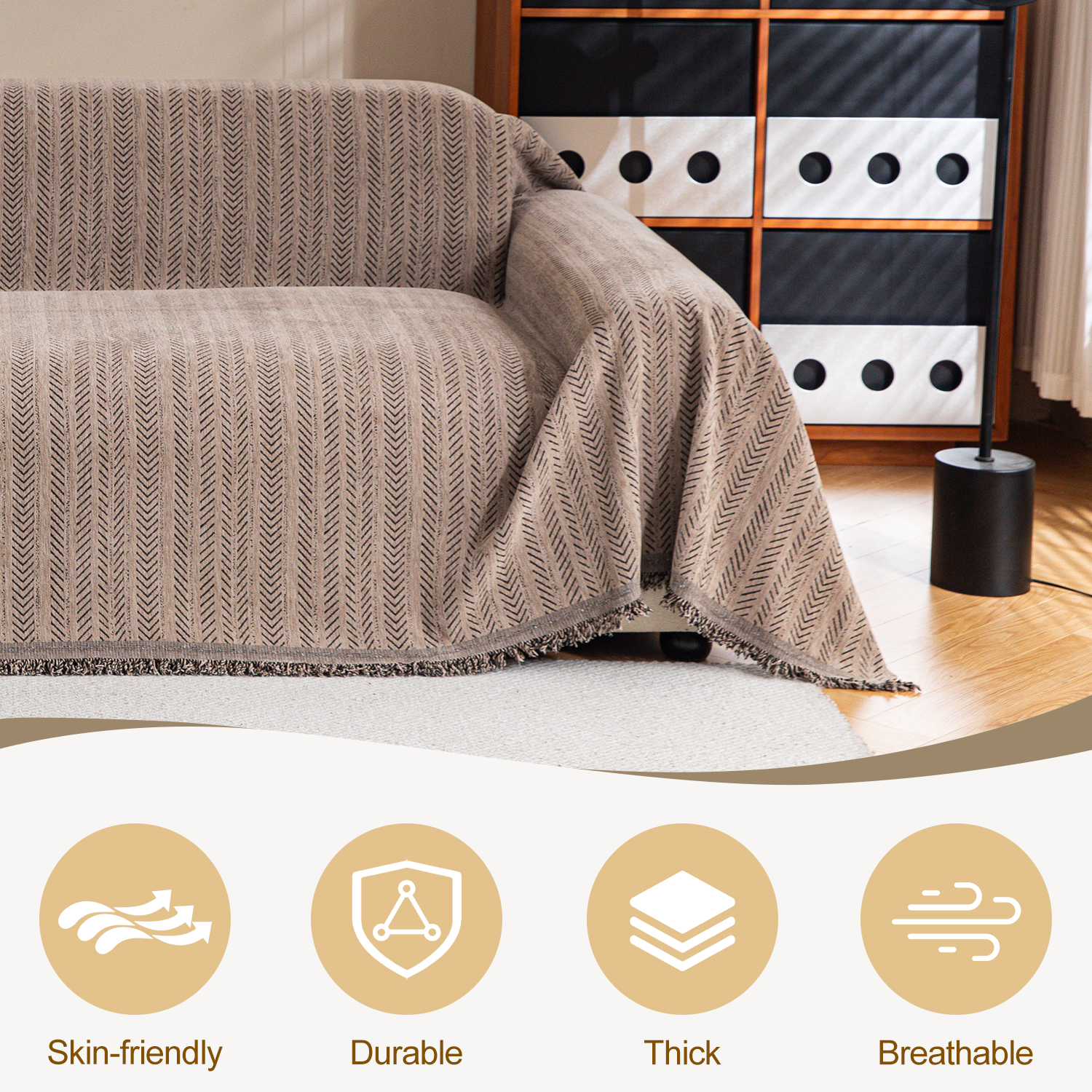 Jessy Home Sofa Cover Slipcover Couch Cover Protector Durable Multi-Function Furniture Cover for Dogs Cats Home Decor 71"x 118"Brown