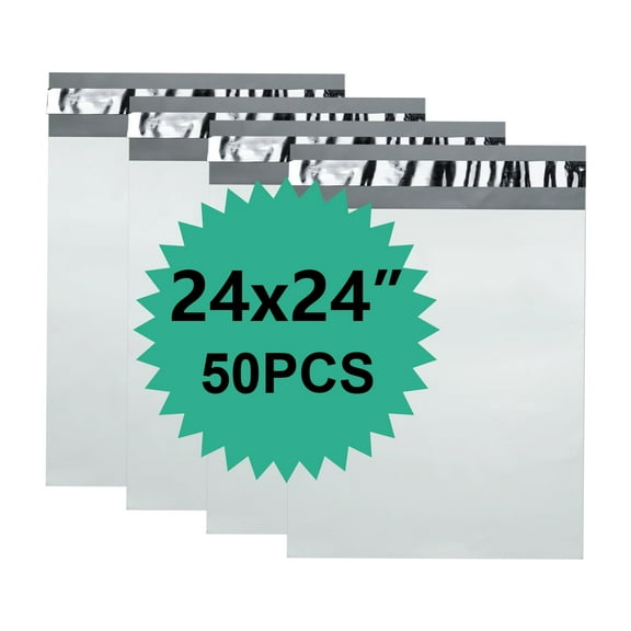 Reliable Mailer 24x24 Inch 50 Pack - Waterproof & Tear-Resistant Self-Seal Poly Shipping Envelopes, Durable Polyethylene Mailing Bags for Business, E-Commerce, and Postal Use