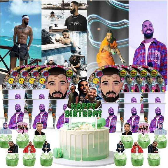 Drake Birthday Cups Party Supplies Decor Backdrop Paper Plates Fans Decorations Banner