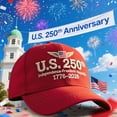 thumbnail image 6 of syligr America(US) 250 Hat Patriotic July 4th 2026 Stars and Stripes Unisex Baseball Cap Comfortable Adjustable Cotton Hat for Men Women Independence Day Celebration Souvenir Veteran Military Gift, 6 of 7