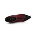 thumbnail image 4 of BLISSFUL STEP Women's Ankle Boots Pointed Toe Stiletto Heels Houndstooth Plaid Zip-Up Boots Red Black 7, 4 of 7