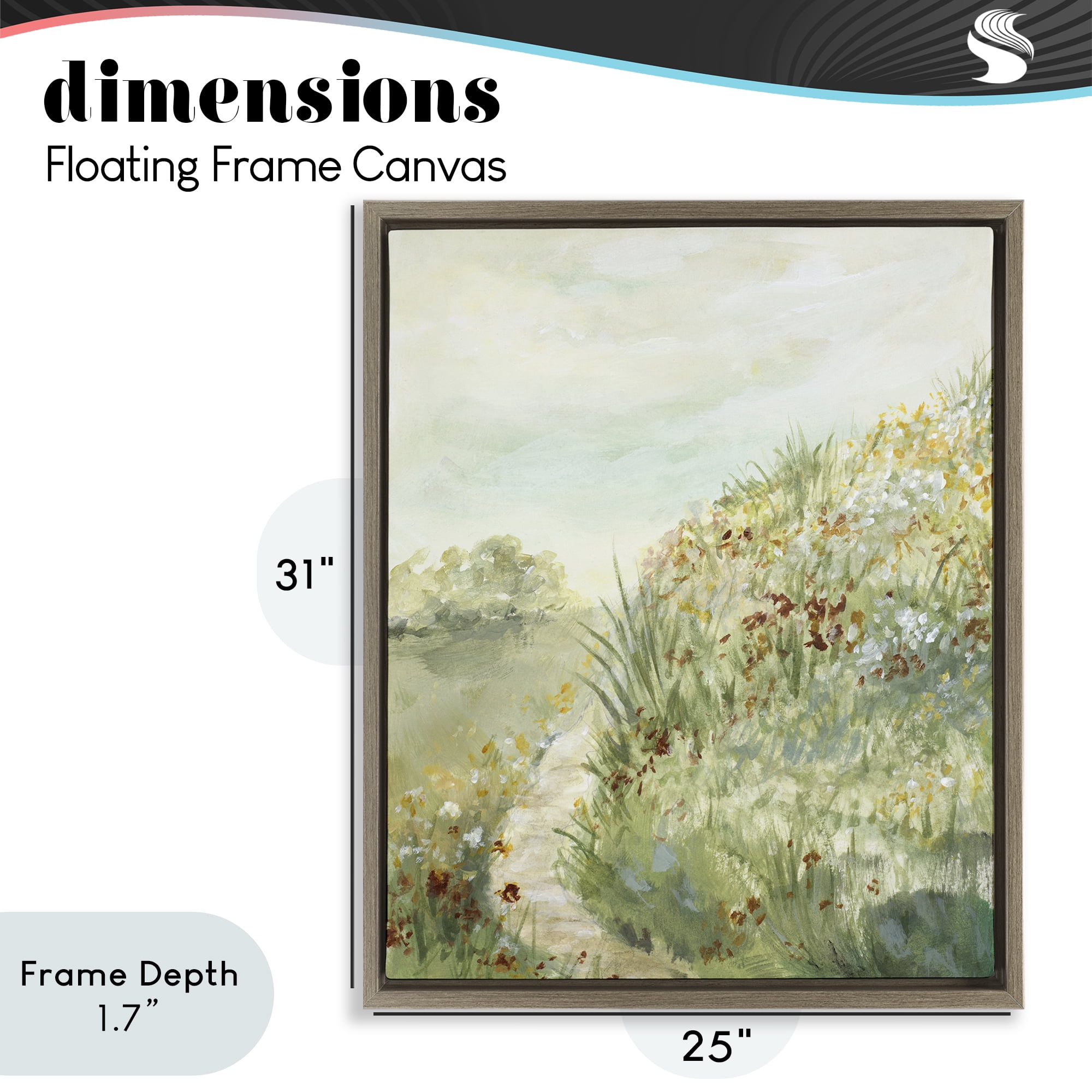 Stupell Industries Hilltop Blooms & Winding Trail Brown Framed Floater Canvas Wall Art, design by Lanie Loreth