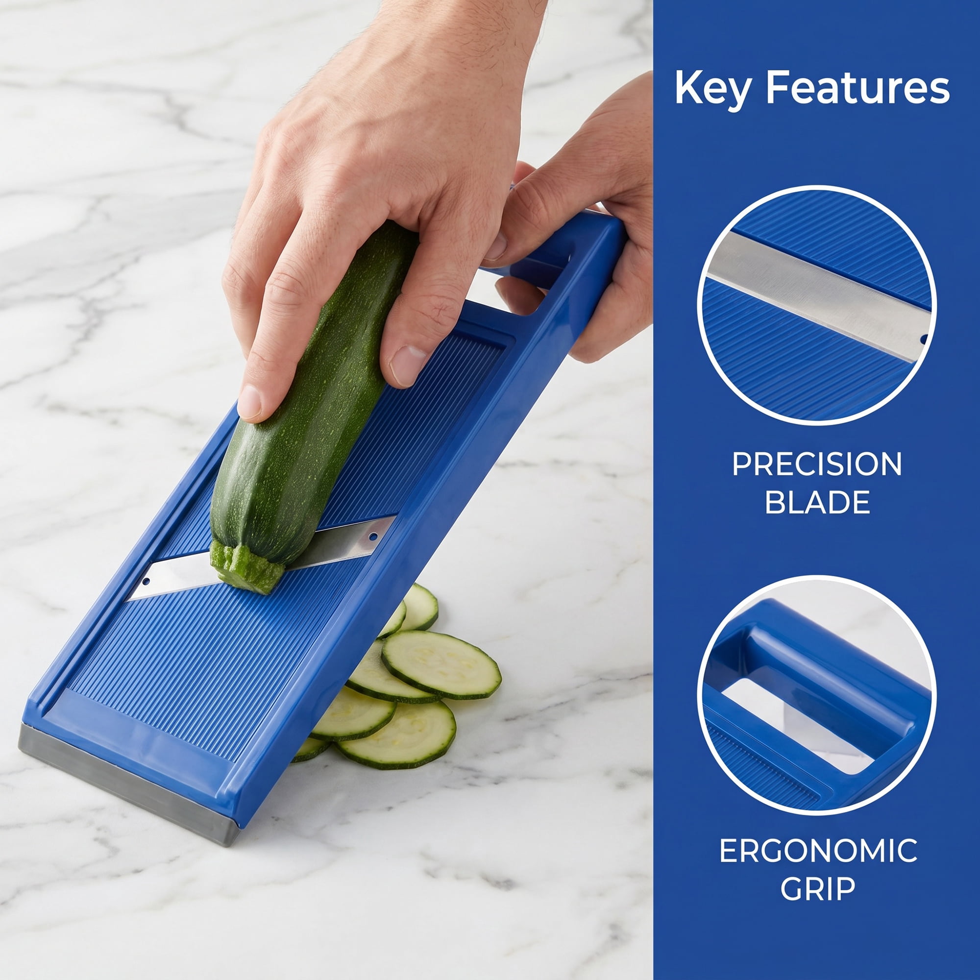 Mandoline Slicer for Kitchen, Vegetable Chopper Multifunctional Cutter for Potato Onion Blue 10.8" x 4.2"