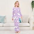 thumbnail image 2 of Purple Unicorn Cozy Soft Long Sleeves Top and Pants 2 Piece Cool Pjs Pajamas Set Sleepwear Size 3-11Y, 2 of 6
