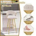 thumbnail image 6 of Costway 4 PCS Velvet Bar Stool  29" Bar Height Stools with Woven Backrest & Gold Metal Legs Beige, 6 of 9