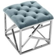thumbnail image 3 of Modway Intersperse Tufted Velvet & Stainless Steel Ottoman in Silver/Sea Blue, 3 of 7