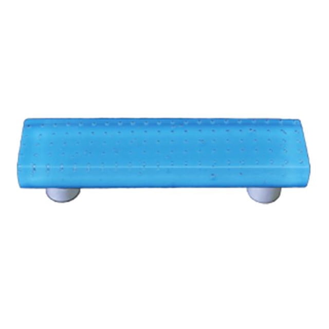Hot Knobs HK1207-PB Bubbles Light Cyan Rectangle Glass Cabinet Pull - Black Post