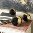 thumbnail image 2 of DecMode Black 6" Decorative Ball Plastic Orbs & Vase Filler with Gold Stripe (3 Count), 2 of 15
