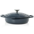 thumbnail image 2 of MegaChef 2 Quart Round Enameled Cast Iron Braiser Pan in Dark Blue, 2 of 6