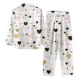 thumbnail image 5 of Youpwaven Valentines Pajamas Set for Womens Heart Print Soft Breathable Milk Silk Button up Collared Sleepwear, 2-Piece, Size L, 5 of 6