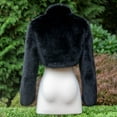 thumbnail image 4 of Olyvenn Women's Faux Fur Cropped Coat Warm Long Sleeve Open Front Winter Cardigan Jacket Casual Fluffy Shaggy Short Coats Black M, 4 of 4