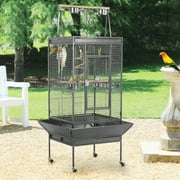Yaheetech 68.5 H Metal Rolling Bird Cage Parrot Cage,Black