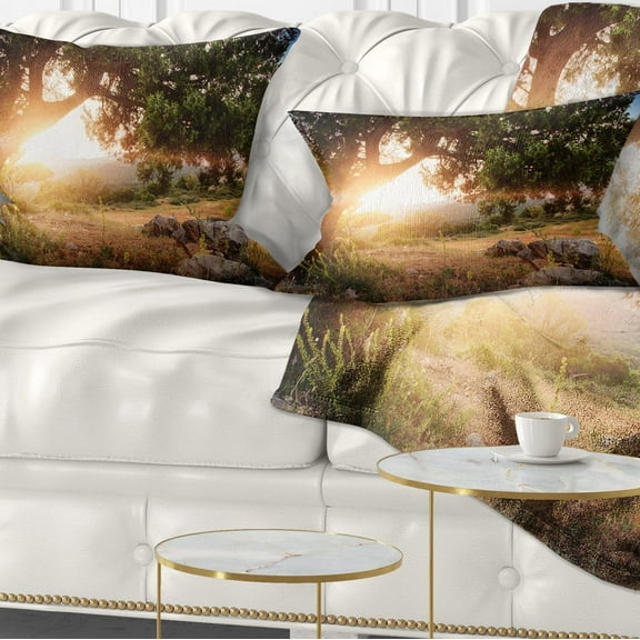 Designart Picturesque Foros Mountains - Abstract Throw Pillow - 12x20