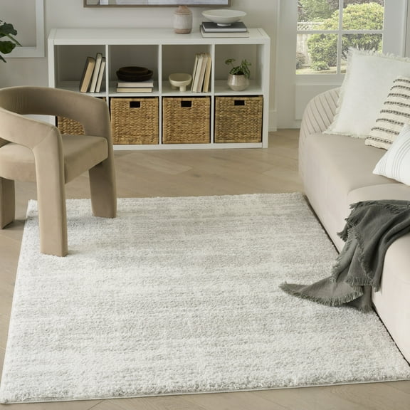 Nourison Modern Shag 5'3" x 7' Ivory Grey Modern Indoor Rug