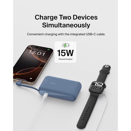 belkin BPB021fqBL BoostCharge 20Wケーブル内蔵 モバイルバッテリー10000mAh ブルー