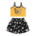 thumbnail image 3 of Canrulo Kids Girls Fashion 2-Piece Outfit Set Sleeveless Tops+Floral Print Shorts Set Yellow 3-4 Years, 3 of 7