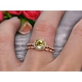 thumbnail image 5 of 2.25 Carat 6mm Round Cut Champagne Diamond Moissanite Engagement Ring Set 10k Rose Gold Matching Wedding Band Bridal Set, 5 of 5