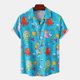 thumbnail image 2 of Hombres Casual Botones Playa Sin posicionamiento Estampado floral Turndown Camisa de manga corta Blusa Pompotops oipoqjl49208, 2 of 9