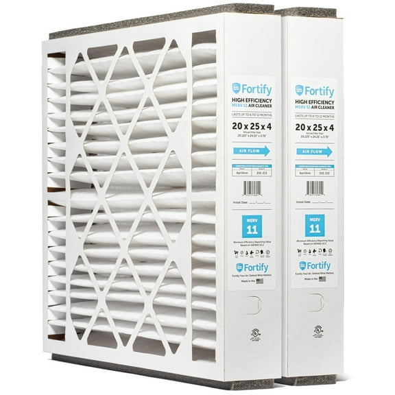 Fortify MERV 11 replacement for 20x25x4 AprilAire 210 & 213 Whole House AC Furnace Air Filters. (2-Pack) Actual Size: 20.125 x 24.25 x 3.75