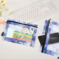 thumbnail image 4 of 2 Pack Flip Folders with Clear PVC Window Binder Pouches 3-Ring Binder Organizer for Office & Home Blue Squares and Shapes, 4 of 6