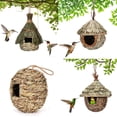 thumbnail image 3 of Handmade Straw Birdhouse Creative Garden Decoration Eco-Friendly Hanging Bird Nest for Hummingbirds 15*22cm, 3 of 6