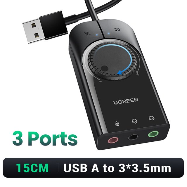 Tarjeta de sonido UGREEN, interfaz de Audio USB, micrófono externo de 3,5mm, adaptador de Audio, tarjeta de sonido para PC, portátil, PS4, auriculares, tarjeta de sonido USB Tan Jianjun unisex