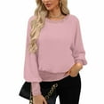 thumbnail image 2 of Dressy Tops for Women Long Sleeve Sequins Patchwork Fashion Pullover Blouses Loose Sparkly Party Holiday Outfits (L, Pink), 2 of 4