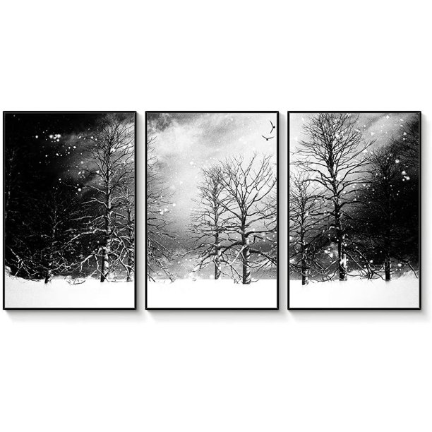 Wall26 3 Piece Black and White Wall Art Framed Nature Canvas Wall Art