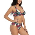 thumbnail image 2 of Wukai Beautiful Flower Women's Bikini Set Two Piece,wimsuit High Waisted V Neck Twist Front Adjustable Spaghetti Straps Bathing Suit-X-Large, 2 of 7