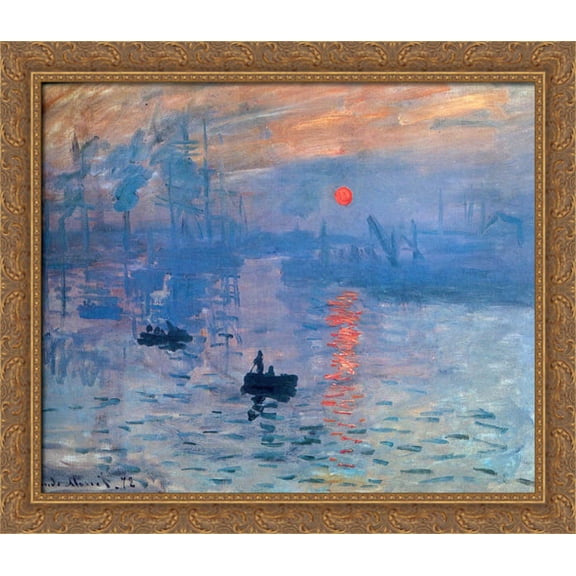 Impression, sunrise 34x28 Large Gold Ornate Wood Framed Canvas Art by Claude Monet