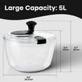 thumbnail image 3 of Large Salad Spinner with Drain, Bowl, and Colander - Quick Easy Multi-Use Lettuce Spinner, Vegetable Dryer, Fruit Washer, Pasta Fries 5.28 Qt, 3 of 3
