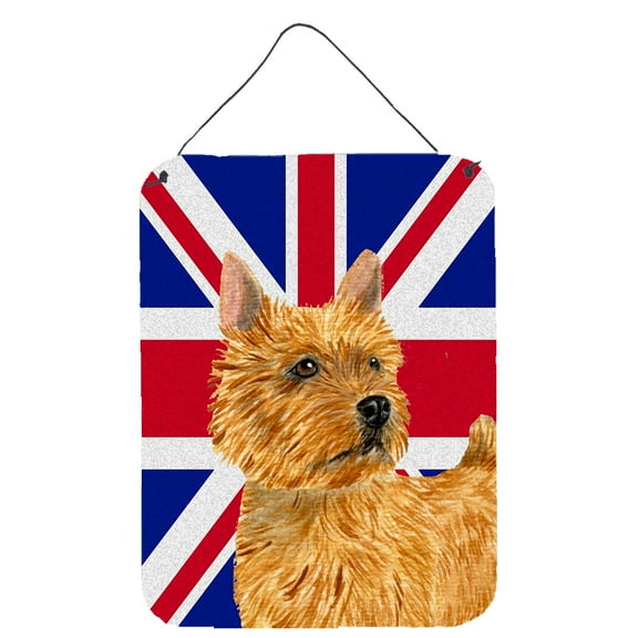 Norwich Terrier with English Union Jack British Flag Wall or Door Hanging Prints