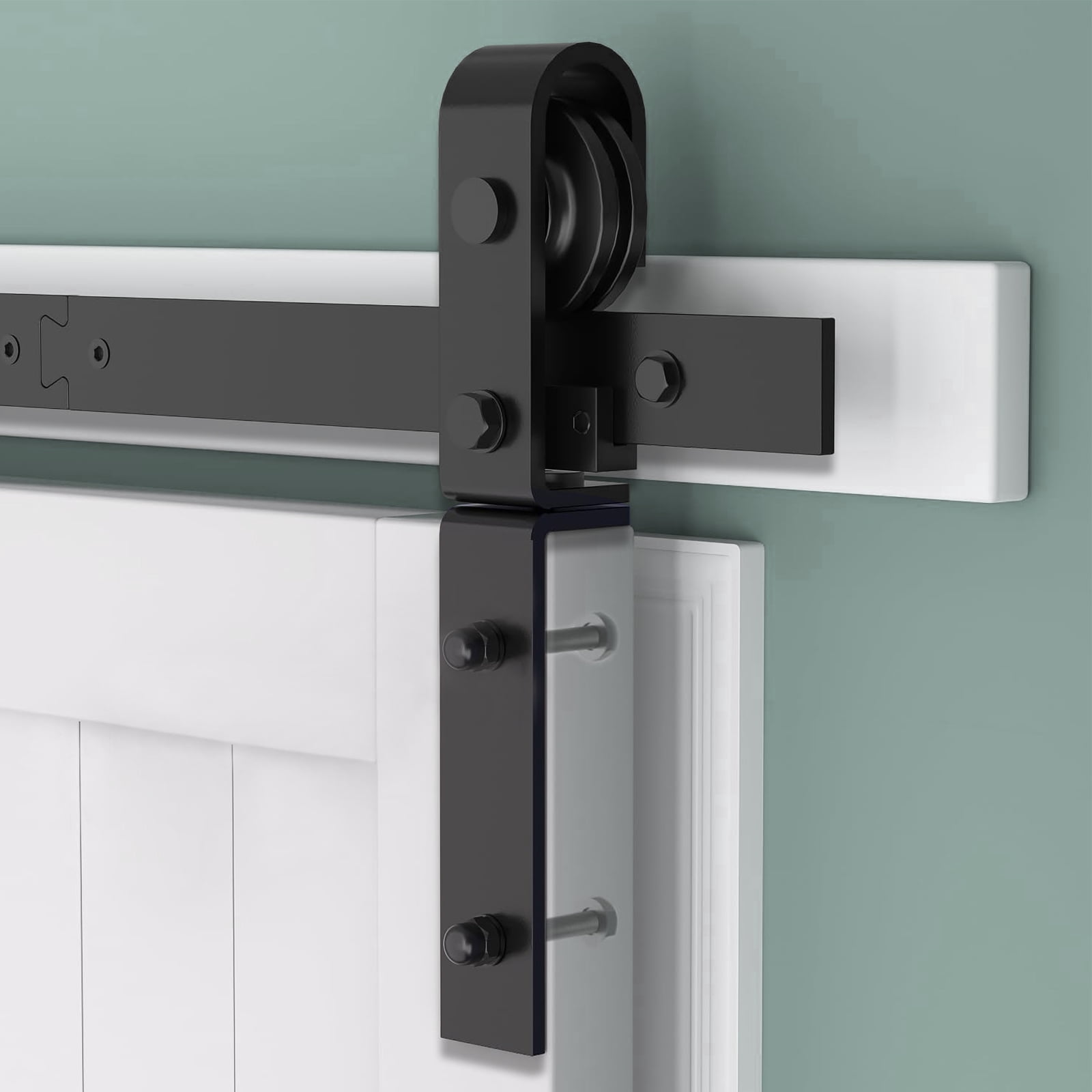 80" Bi-Folding Sliding Barn Door Hardware Kit for 4 Doors,Smoothly&Quietly,Black Track J Shape Roller