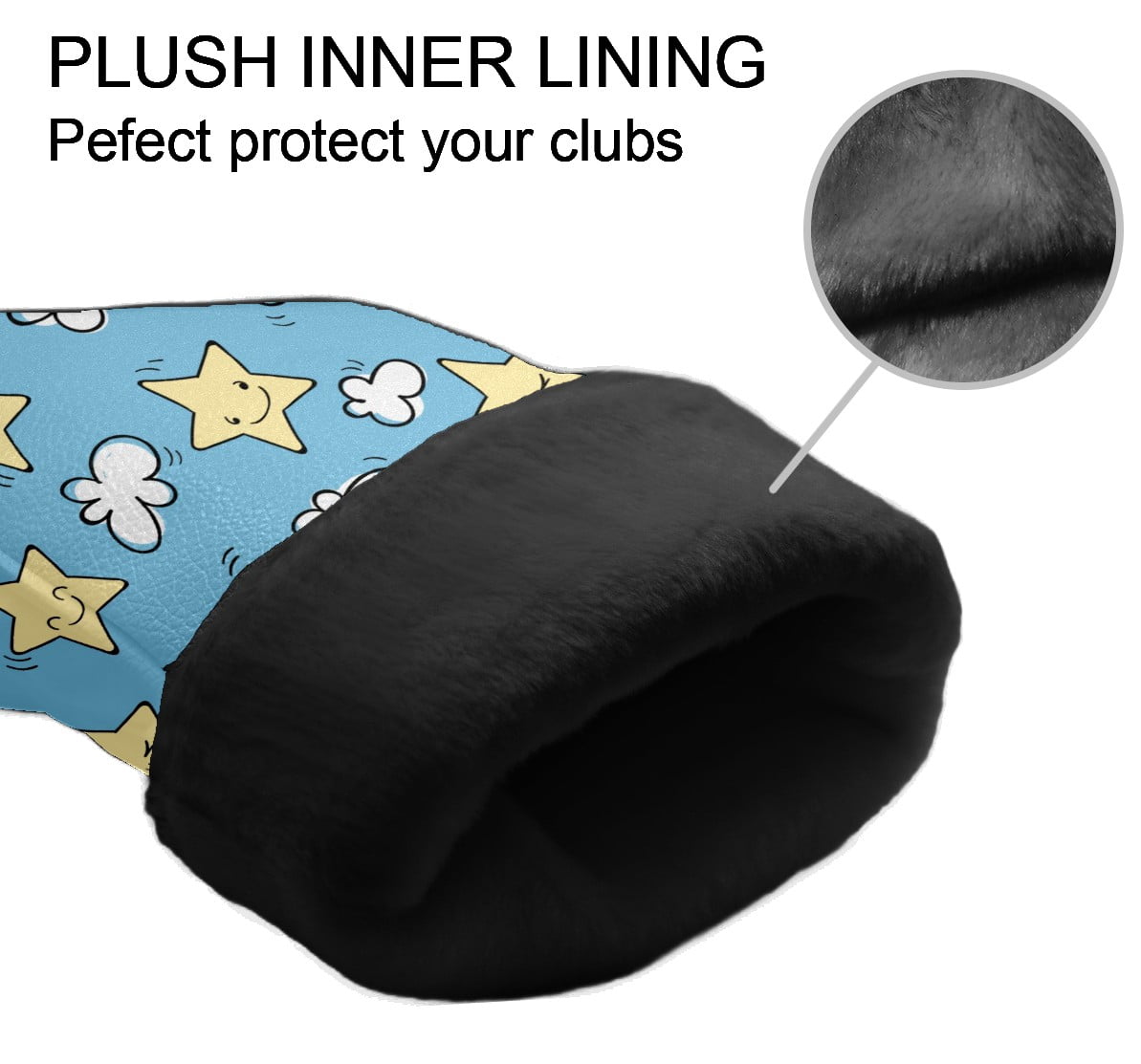 Golf Club Covers, Blue Stars Premium PU Leather Driver Hybrid Putter Head Covers with Velvet Lining, Waterproof Golf Gifts for Men Women