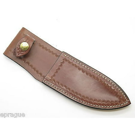 VTG 1980s BUCK SKINNER CUSTOM BROWN LEATHER FIXED BLADE HUNTING KNIFE SHEATH
