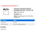thumbnail image 2 of Automatic Transmission Filter Kit - Compatible with 1989 - 1991 UD 1100 1990, 2 of 2