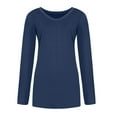 thumbnail image 3 of MAWCLOS T-shirt pour Femmes Col Rond T-shirt Manches Longues Tee Décontracté Travail Tunique Unie Blouse Bleu Marine P, 3 of 5